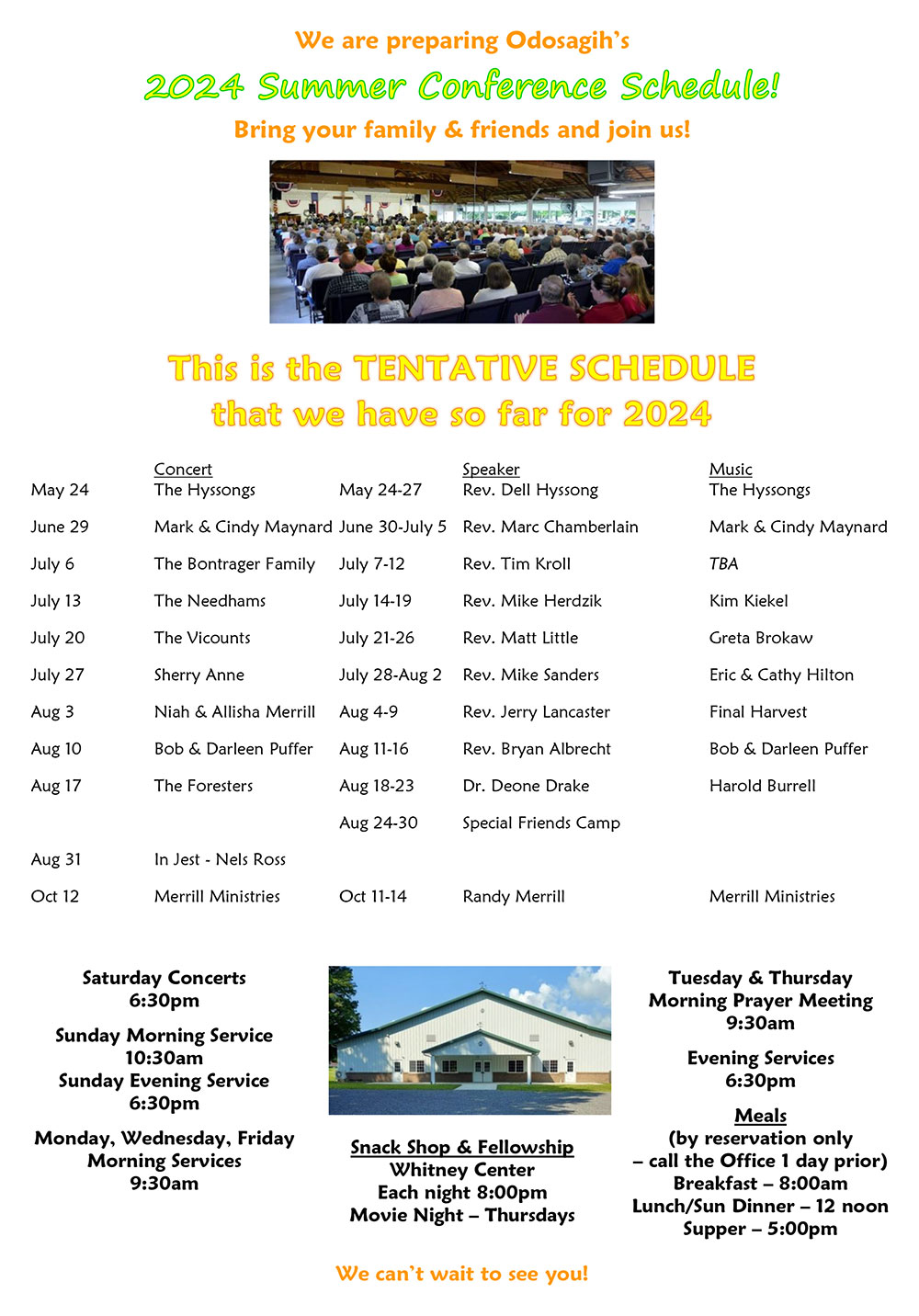 2024 Summer Conference Schedule